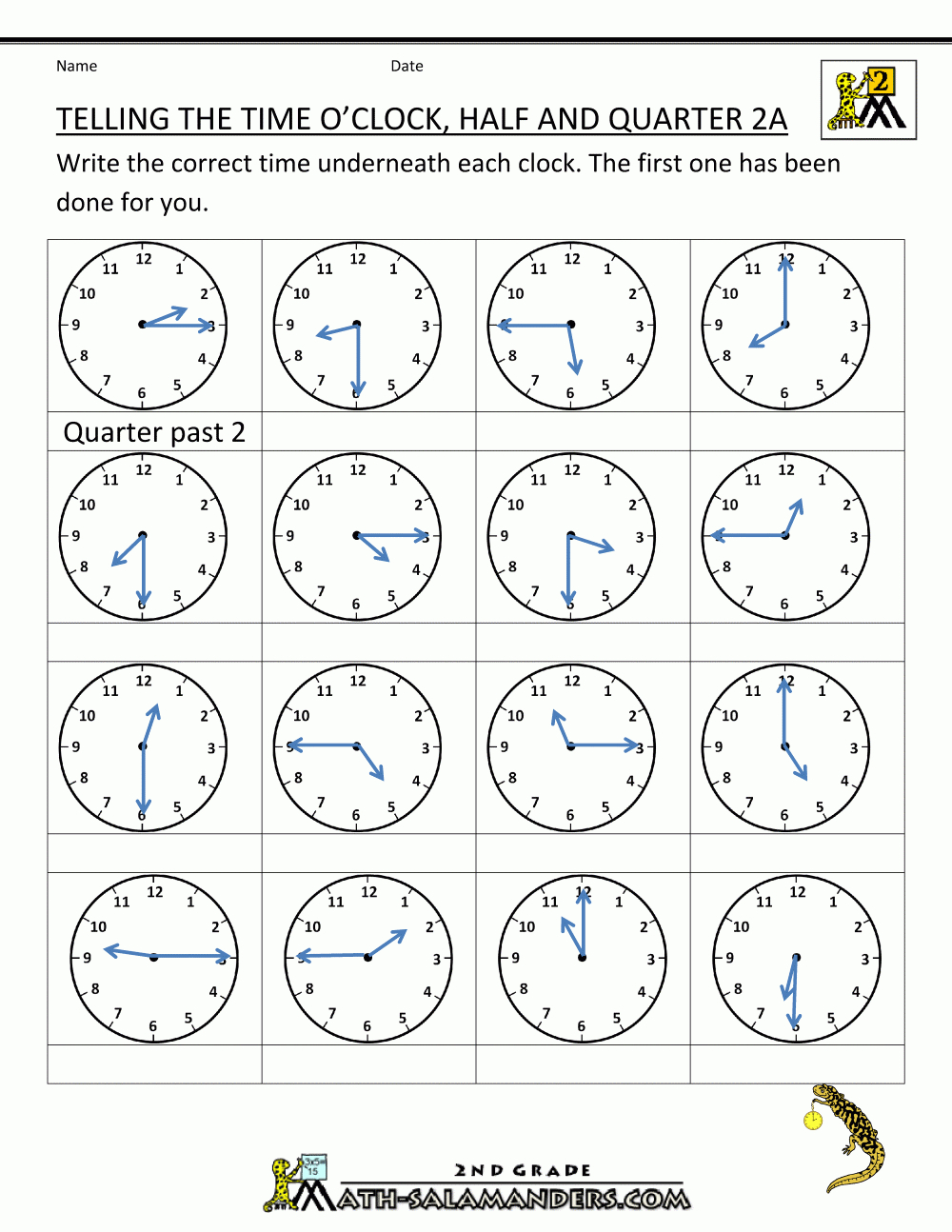 Time Worksheet O'clock Quarter And Half Past For Learning To Tell The Time Worksheets