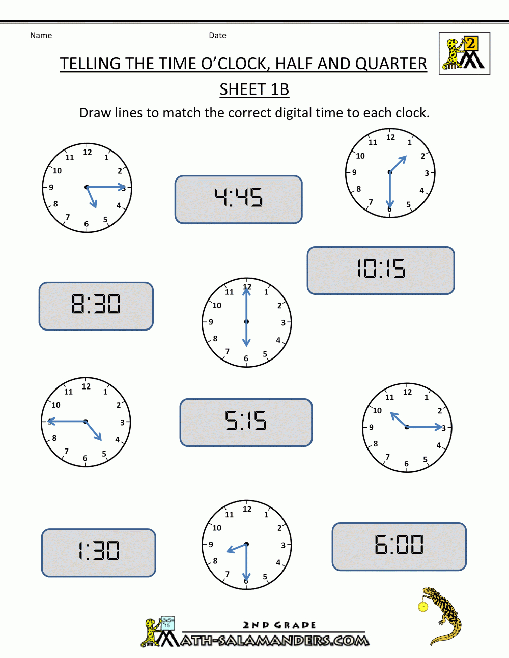 Time Worksheet O'clock Quarter And Half Past Or Second Grade Telling Time Worksheets