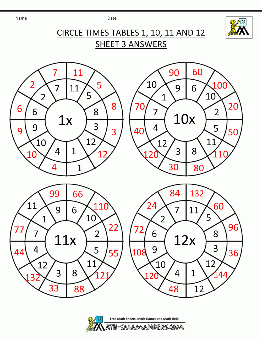Times Table Worksheet Circles 1 To 12 Times Tables As Well As Times Tables Worksheets 1 12 Pdf