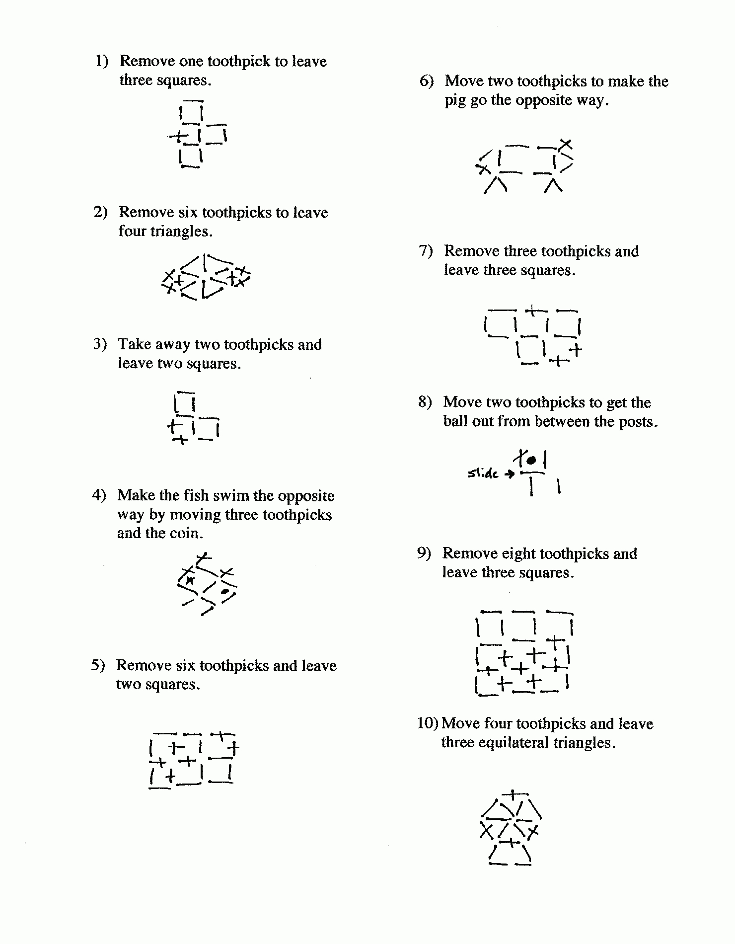 Toothpick Puzzles  Activity  Education For 6Th Grade Brain Teasers Worksheets