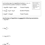 Topic Properties Of Logarithms Inside Expanding And Condensing Logarithms Worksheet