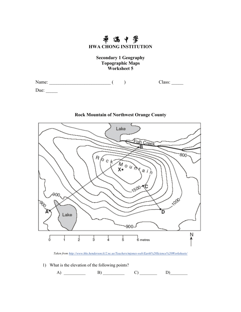 Topographic Map Worksheet 5 Within Topographic Map Worksheet Answer Key