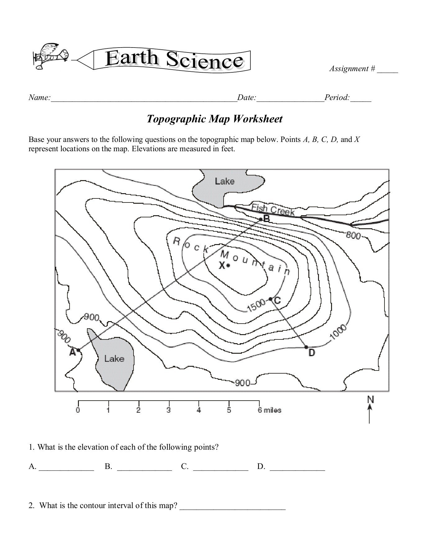 Topographic Map Worksheet  North Tonawanda City Schools Pages 1  6 Within Topographic Map Worksheet Answers