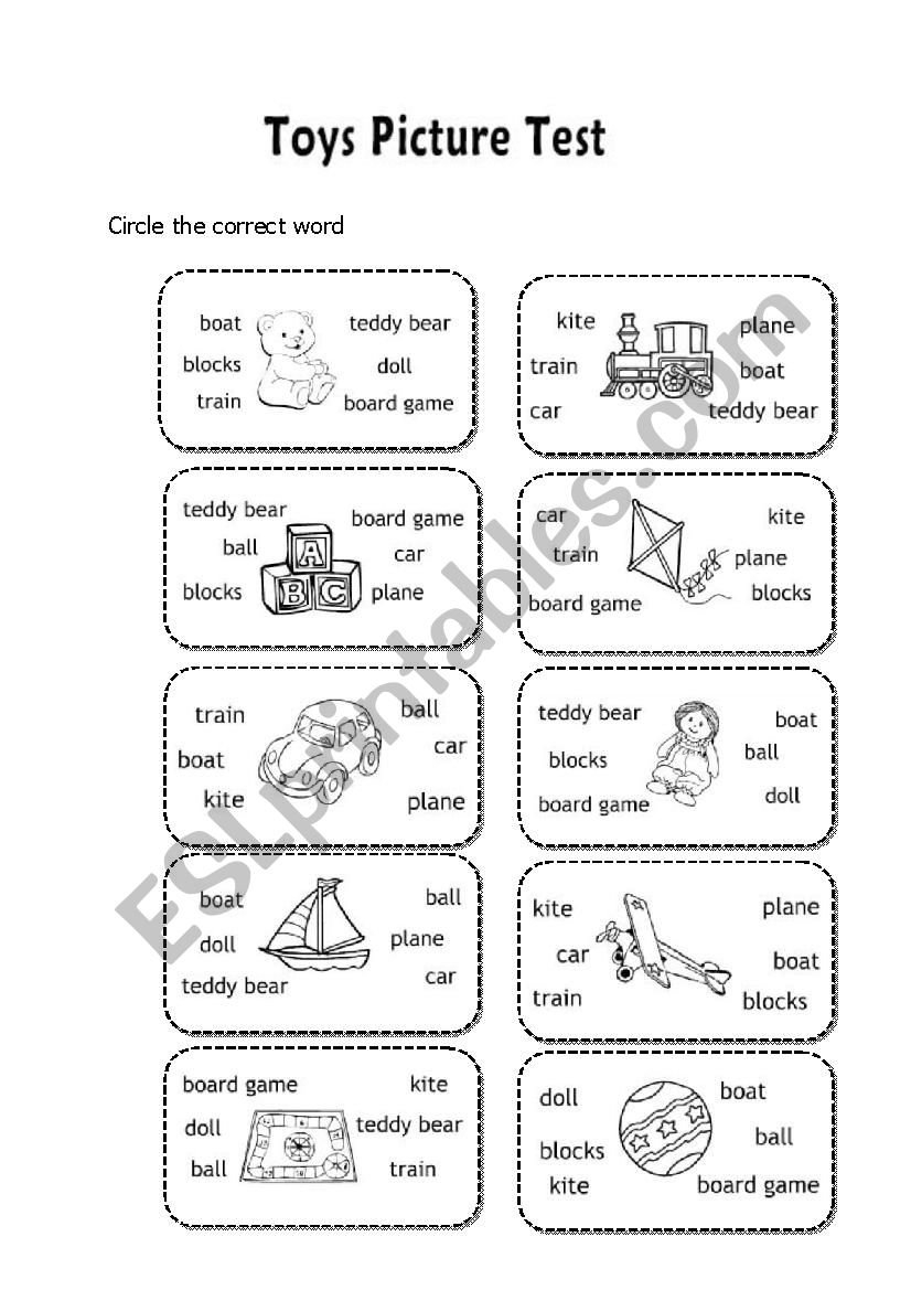 Toys Picture Test For First Grade  Esl Worksheettiencom Or First Grade Esl Worksheets