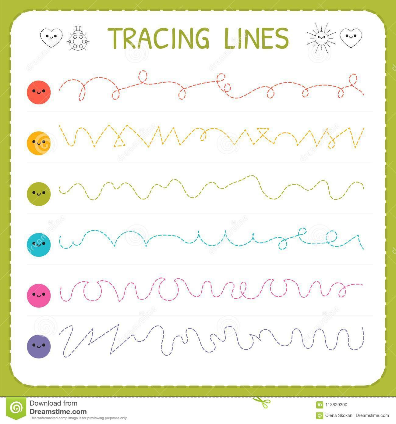 Tracing Lines Basic Writing Worksheet For Kids Working Pages For Along With Kindergarten Writing Worksheets