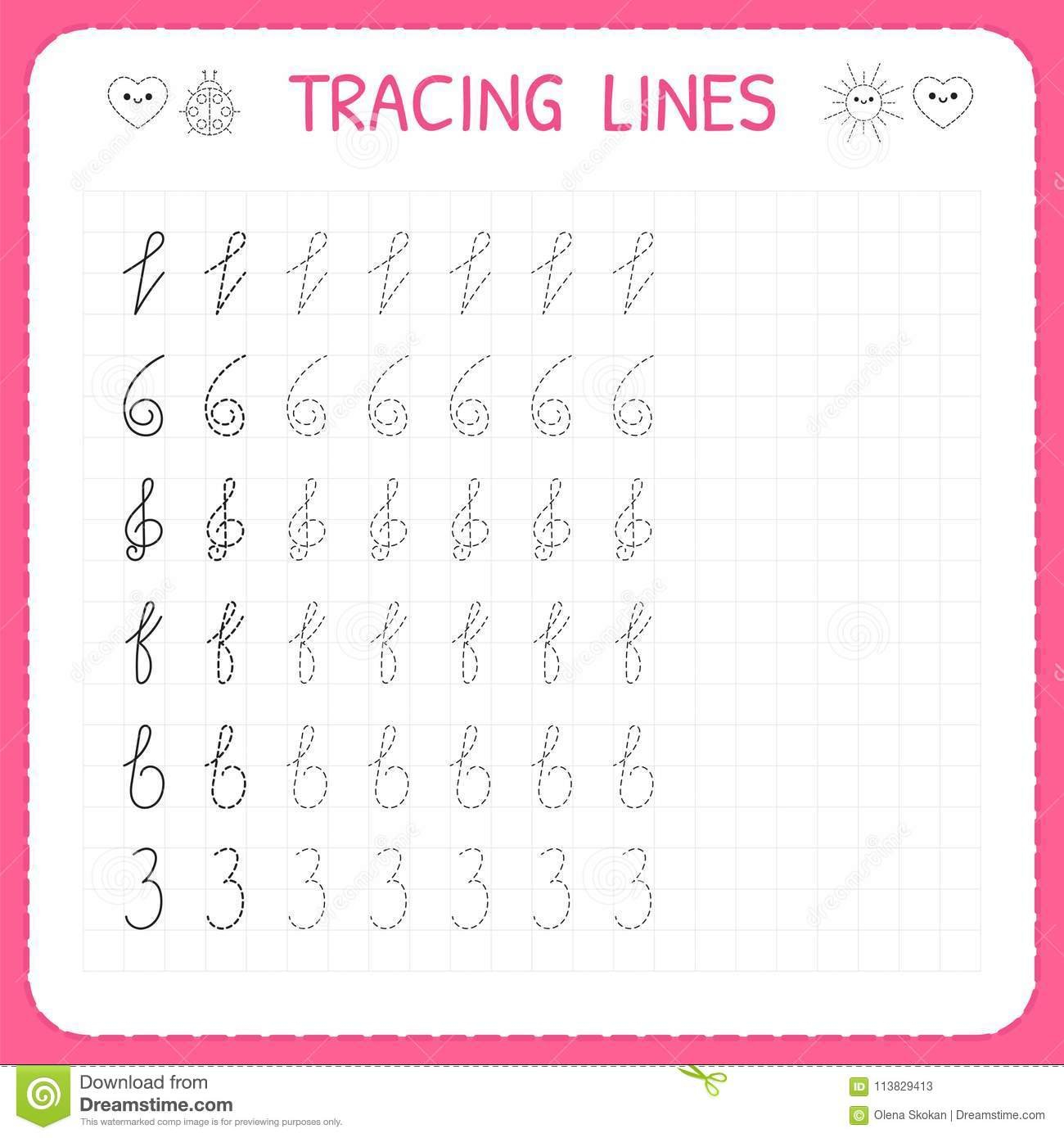 Tracing Lines Worksheet For Kids Trace The Pattern Basic Writing Throughout Preschool Writing Worksheets