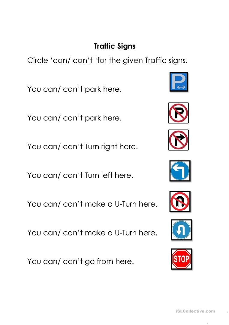 Traffic Signs Worksheet  Free Esl Printable Worksheets Madeteachers For Safety Signs Worksheets