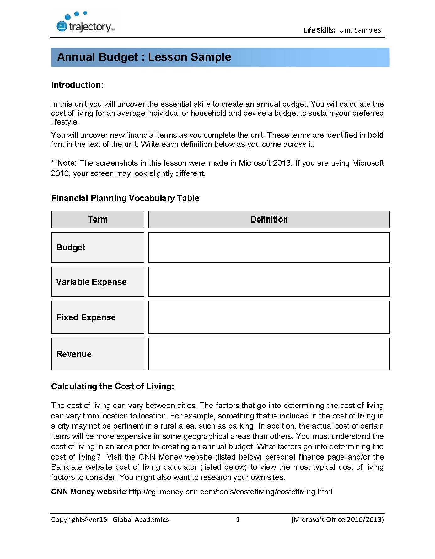 Trajectory Teachers The Curriculum Of Computer Technology For K8 Throughout Life Skills Worksheets High School