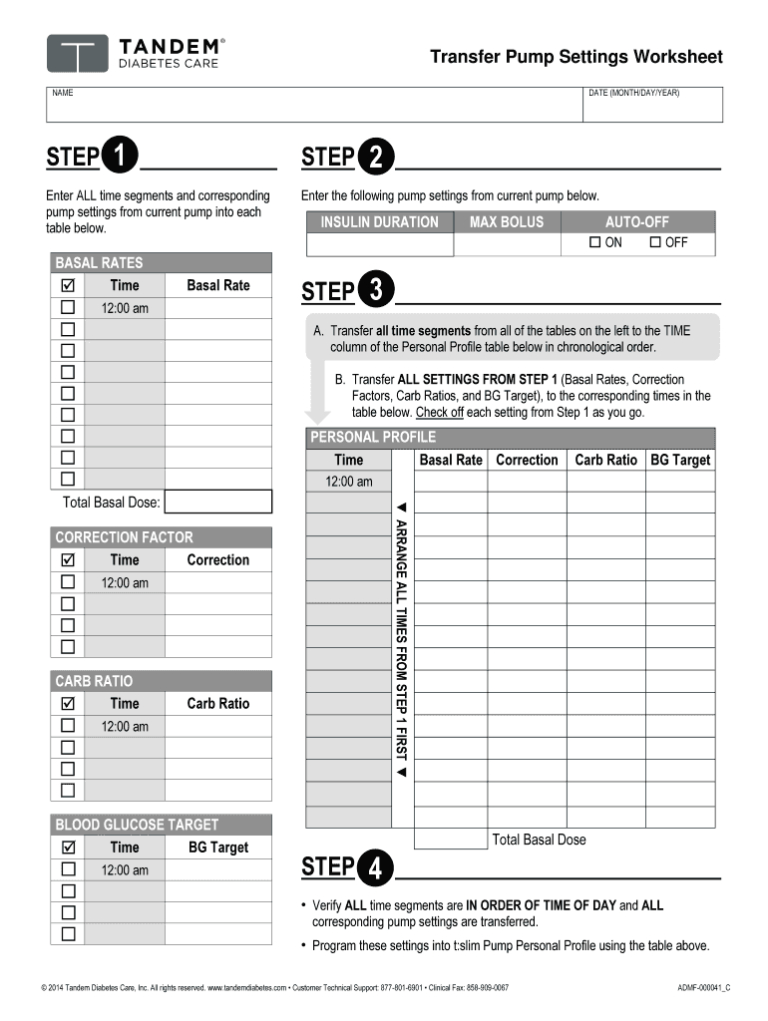 transfer-pump-settings-worksheet-tandem-diabetes-care-fill-online