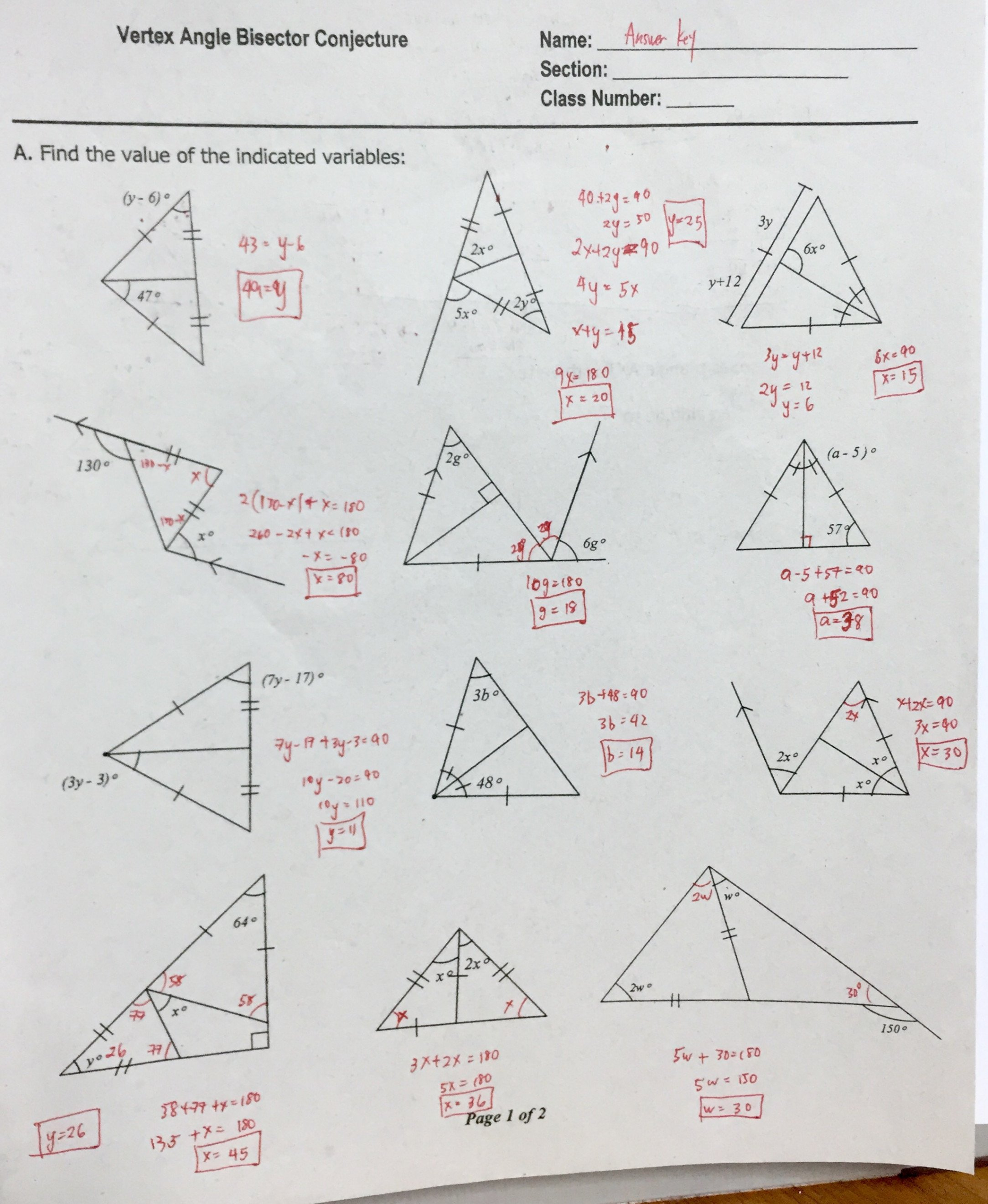 Triangle Sum And Exterior Angle Theorem Worksheet Multiplication Within Triangle Interior Angle Worksheet Answers