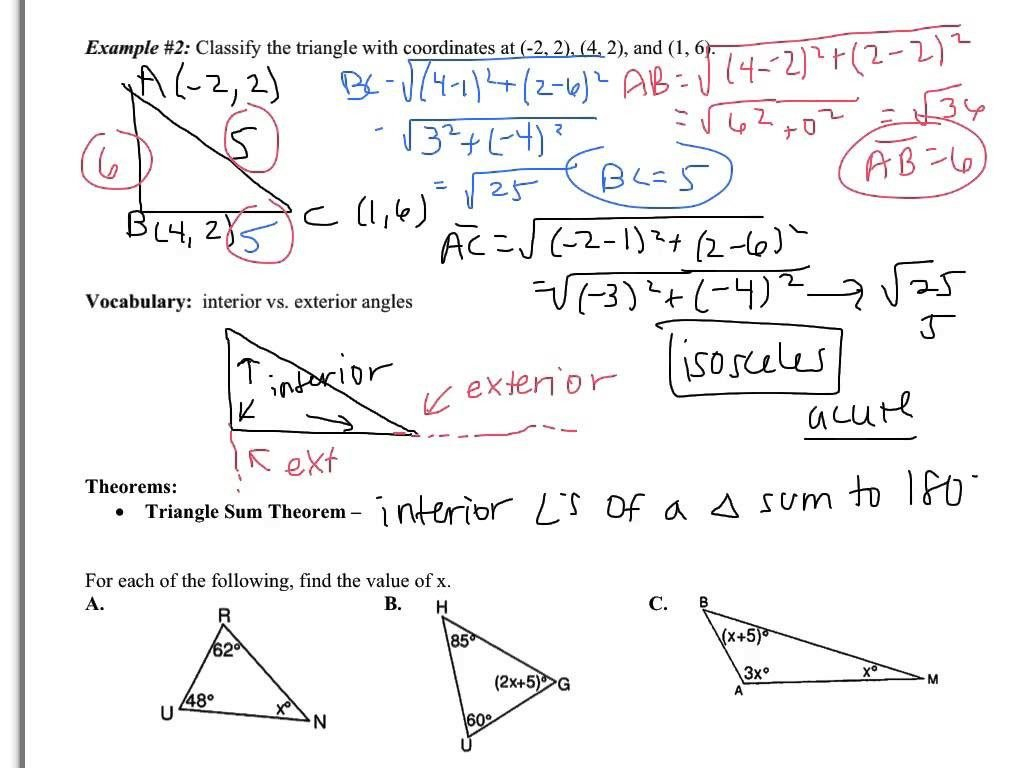 Triangle Sum And Exterior Angle Theorem Worksheet Or Worksheet Triangle Sum And Exterior Angle Theorem Answers