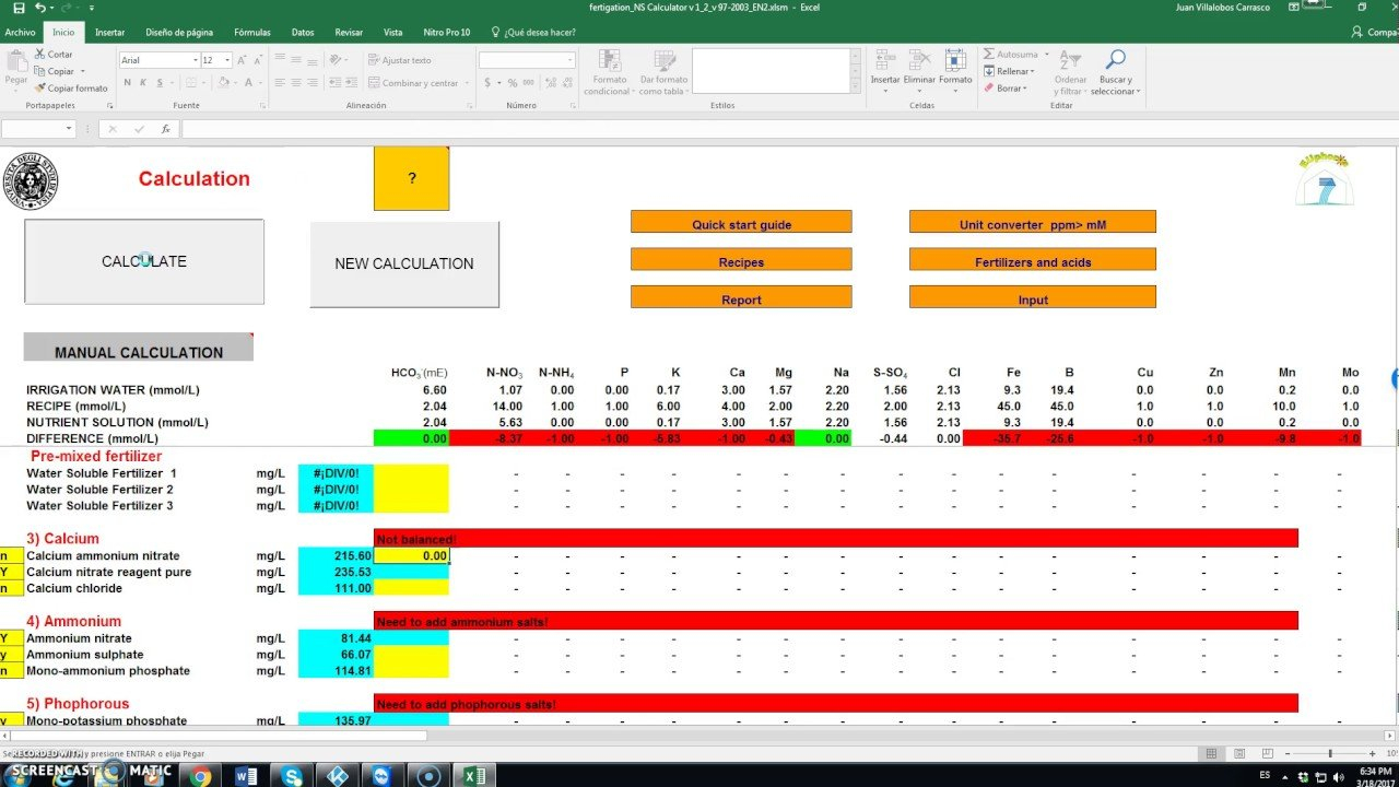 Tutorial Nutrient Solution Calculator   Youtube Throughout Fertilizer Calculator Spreadsheet
