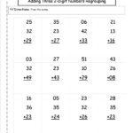 Two Digit Addition Worksheets Together With Adding Three Numbers Worksheet