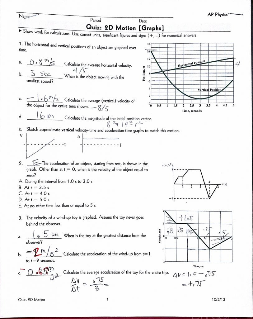 Two Dimensional Motion And Vec Two Dimensional Motion And Vectors With Two Dimensional Motion And Vectors Worksheet Answers