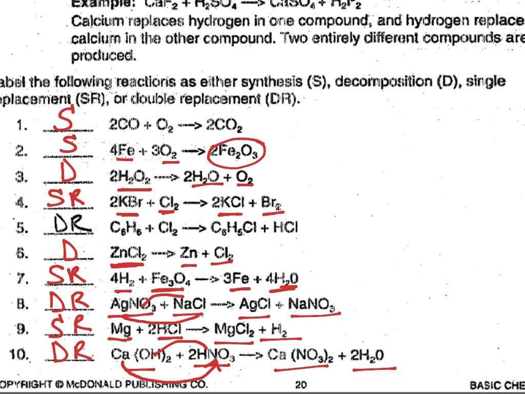 Types Of Chemical Reactions  Science Chemistry Chemicalreactions With Regard To Chemistry Types Of Chemical Reactions Worksheet Answers
