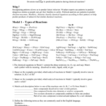 Types Of Chemical Reactions With Regard To Types Of Chemical Reactions Worksheet Pogil