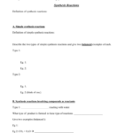 Types Of Reactions Worksheet Together With Six Types Of Chemical Reaction Worksheet