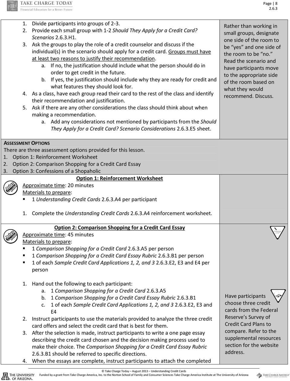 Understanding Credit Cards  Pdf And Shopping For A Credit Card Worksheet