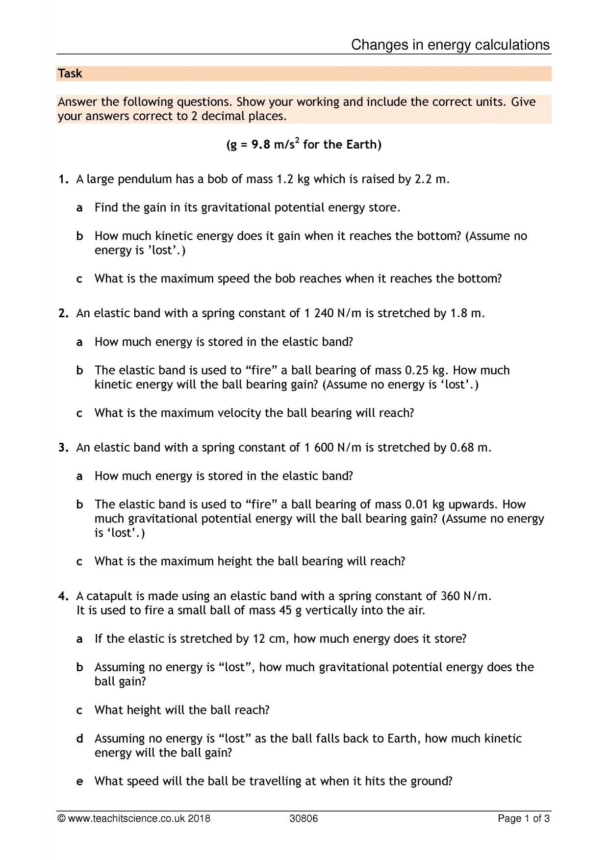 Unit 3 Worksheet 4 Quantitative Energy Problems Part 2 Answers Within Unit 3 Worksheet 4 Quantitative Energy Problems Part 2 Answers
