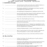Unit 5 Civil War And Reconstruction Also America The Story Of Us Civil War Worksheet Answer Key