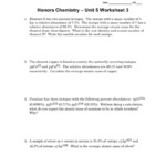 Unit 5 Worksheet 3 Honors Chemistry Within Honors Chemistry Worksheet