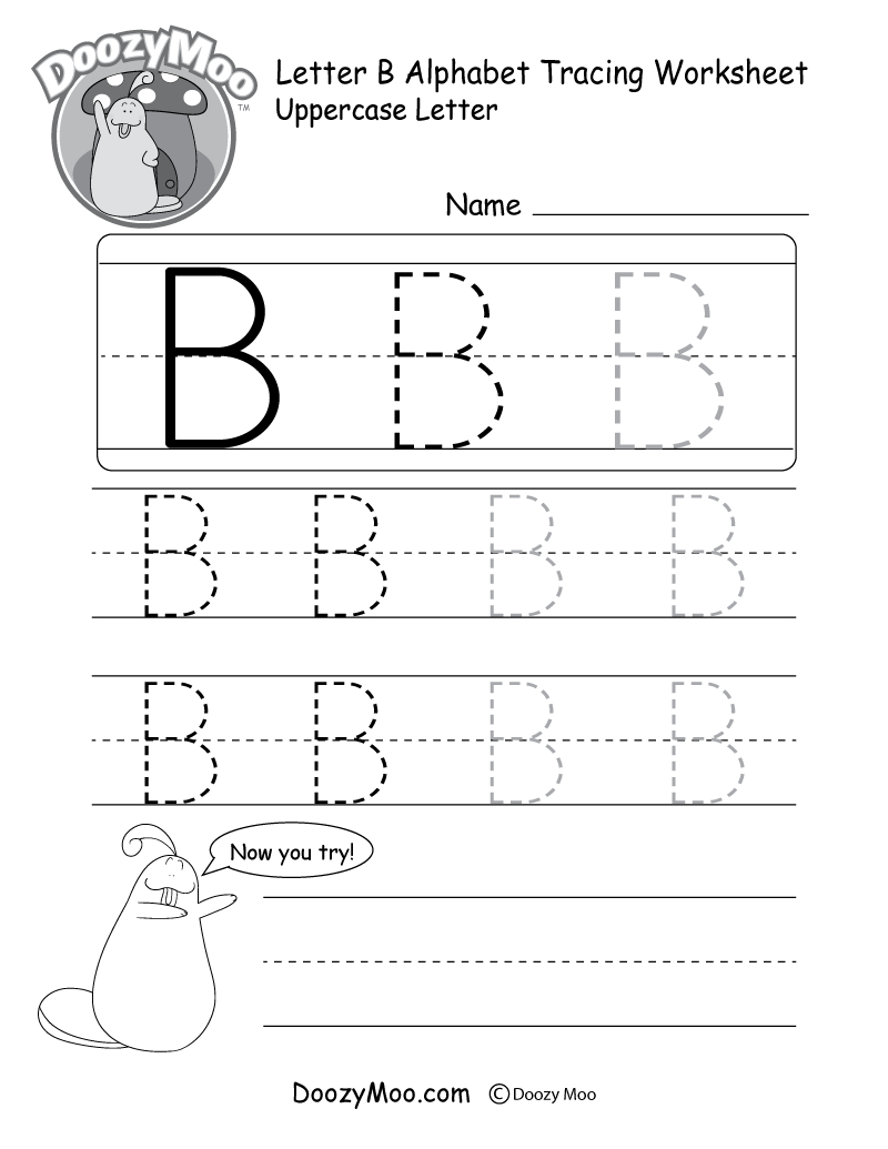 Uppercase Letter Tracing Worksheets Free Printables  Doozy Moo Within Free Printable Preschool Worksheets Tracing Letters