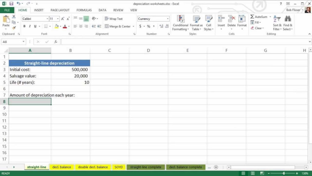 Fixed Asset Depreciation Excel Spreadsheet —