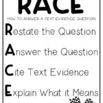 Using The Race Strategy For Text Evidence Or Citing Textual Evidence Worksheet 6Th Grade