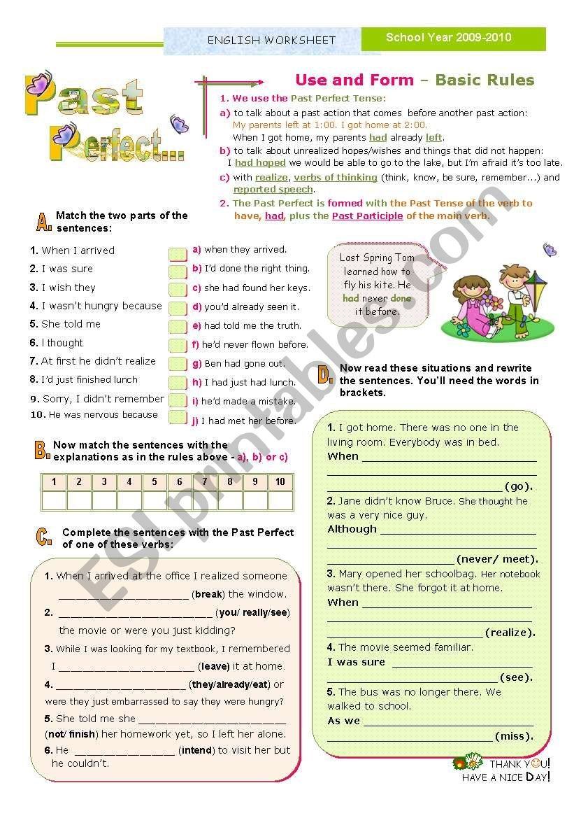 Verb Tenses  Basic Rules Use And Form  Practice 2  The Past As Well As Perfect Verb Tense Worksheet