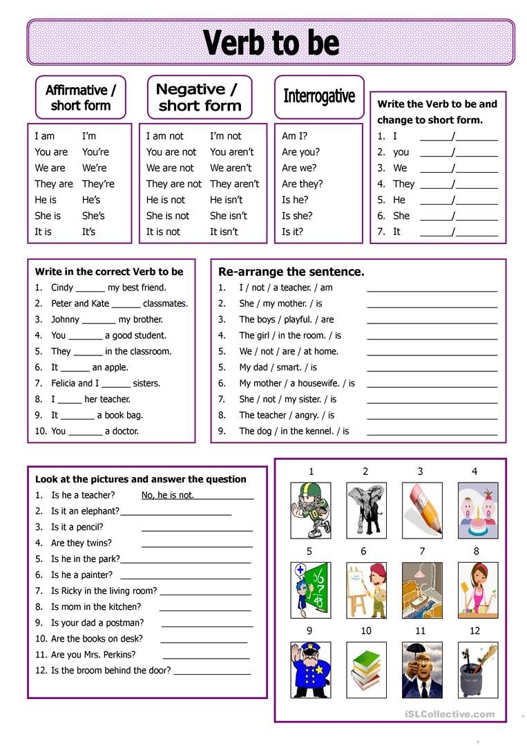 Verb To Be Worksheet  Free Esl Printable Worksheets Madeteachers Pertaining To Free Printable Esl Worksheets
