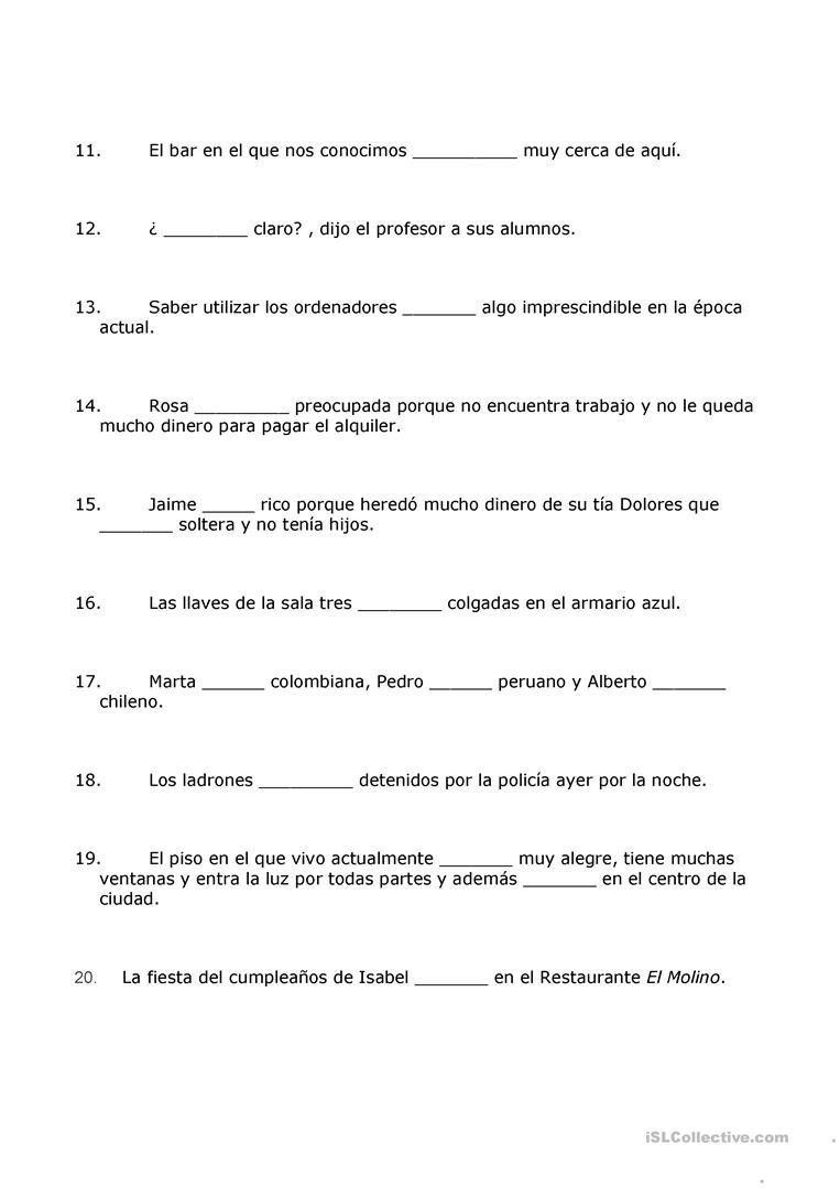 Verbo Ser O Estar Worksheet  Free Esl Printable Worksheets Made Along With El Verbo Estar Worksheet Answer Key