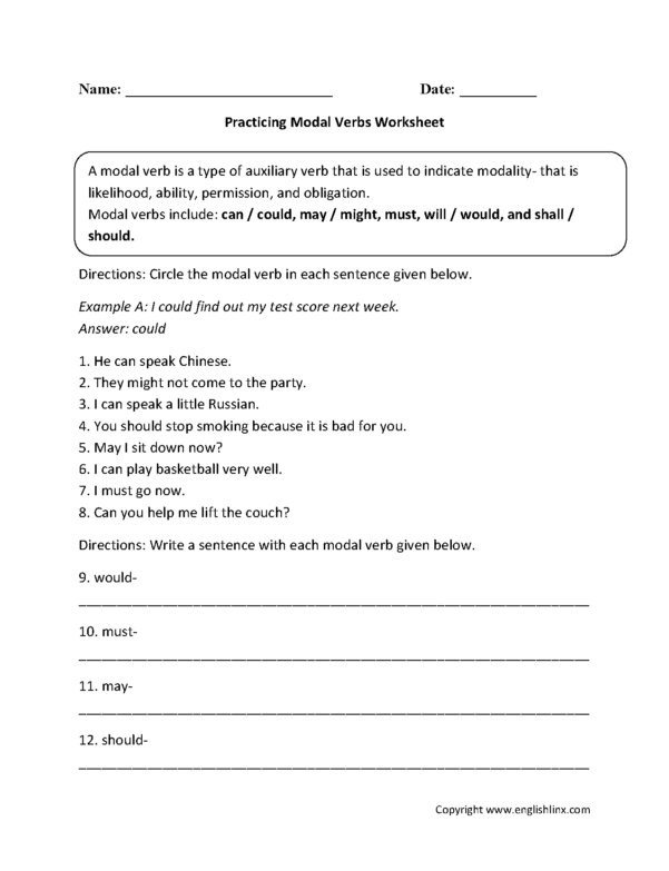 Verbs Worksheets Modal Verbs Worksheets intended for Modal Verbs Ks2 ...