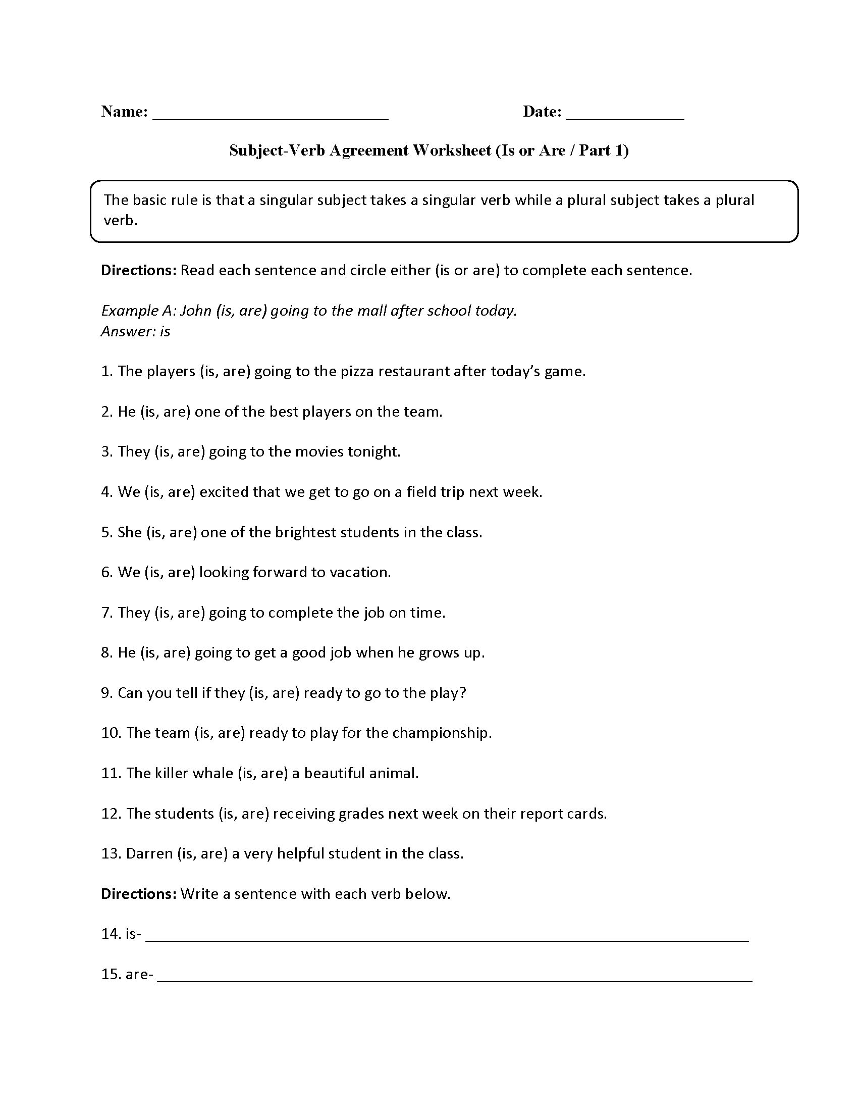 Verbs Worksheets  Subject Verb Agreement Worksheets And Grade 9 English Worksheets Free