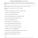 Verbs Worksheets  Subject Verb Agreement Worksheets With Regard To Subject And Verb Agreement Worksheet