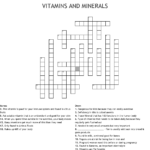 Vitamins And Minerals Crossword  Wordmint Within Vitamins Minerals And Water Worksheet Answers