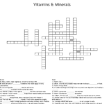 Vitamins  Minerals Crossword  Wordmint Within Vitamins Minerals And Water Worksheet Answers