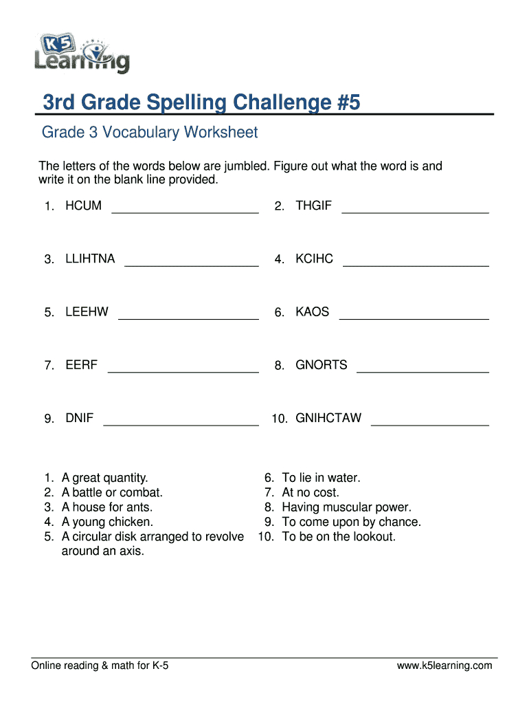 Vocabulary 3Rd Grade Write Spelling Words  Third Grade 3 Worksheet Throughout Spelling Worksheets For Grade 3