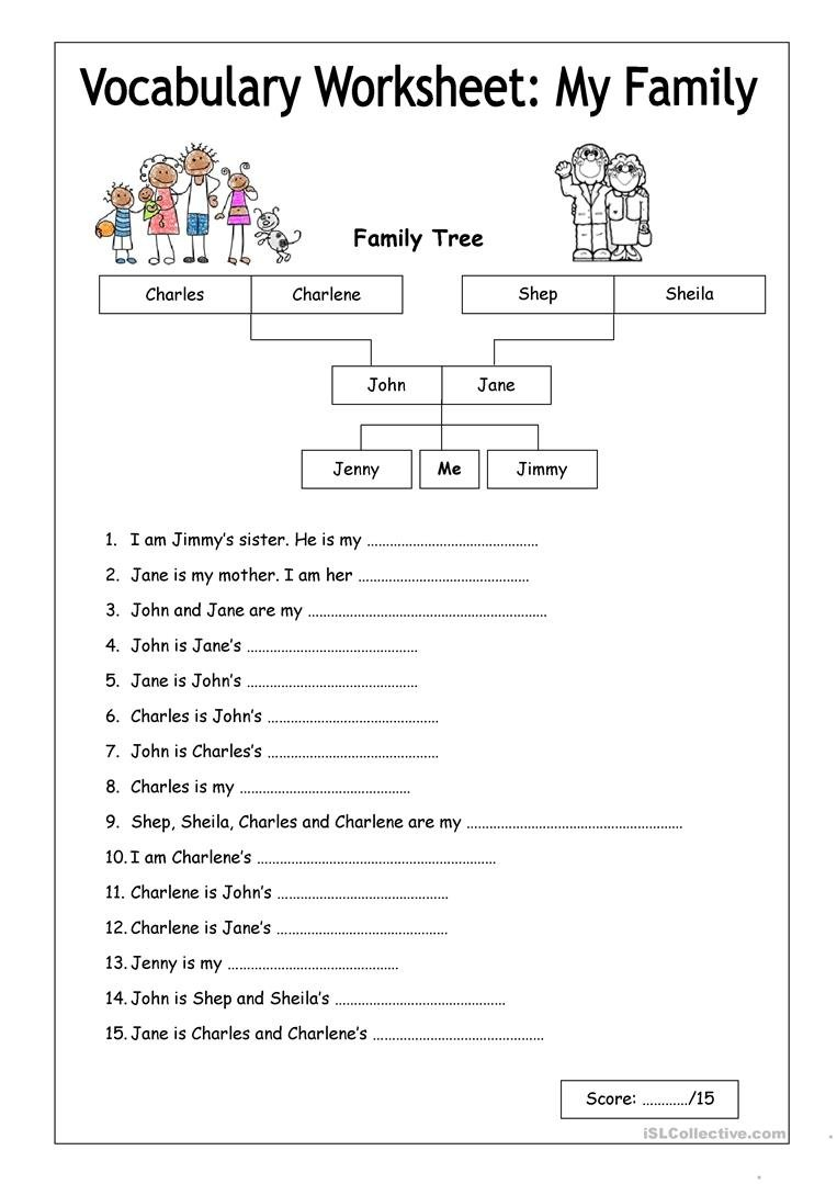 Vocabulary Worksheet  My Family Easy Worksheet  Free Esl Inside Free 5Th Grade Vocabulary Worksheets