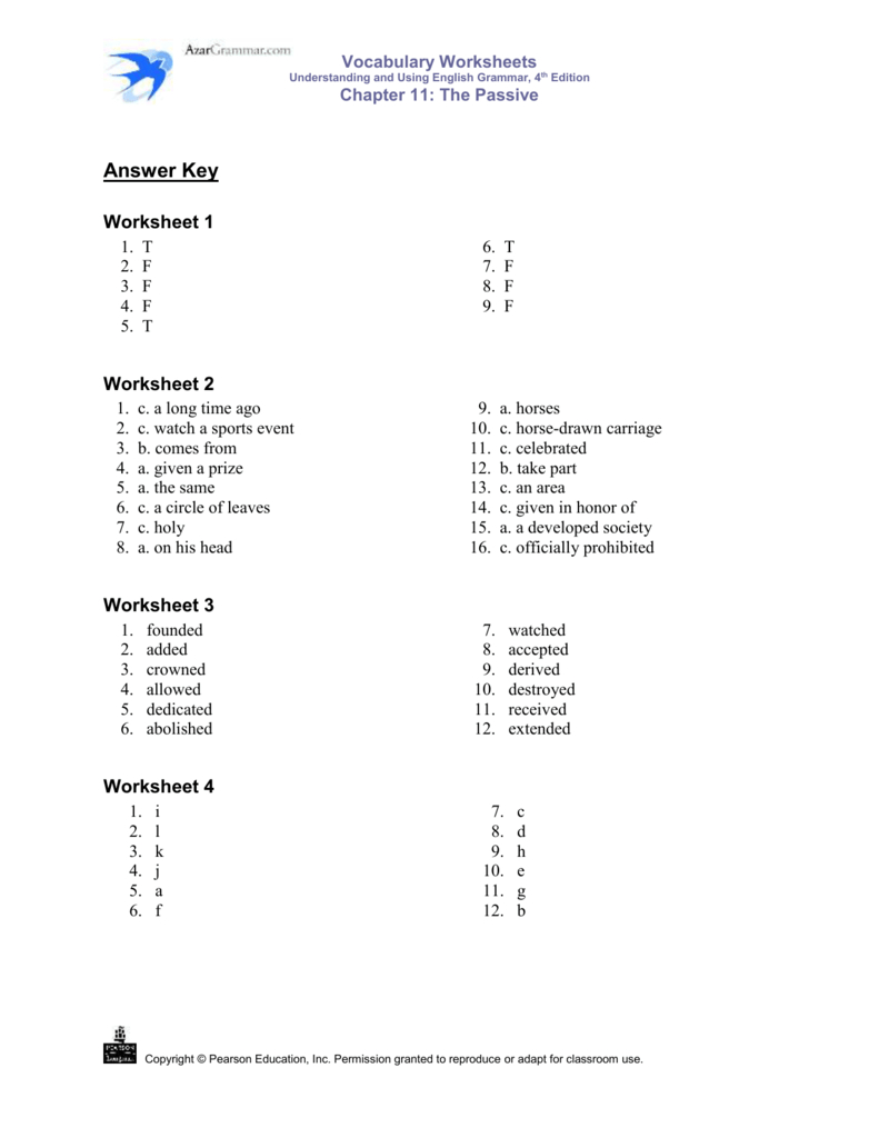 Vocabulary Worksheets Along With Pearson Education Inc Worksheet Answers