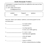Vocabulary Worksheets  Homograph Worksheets For Dictionary Worksheets Pdf