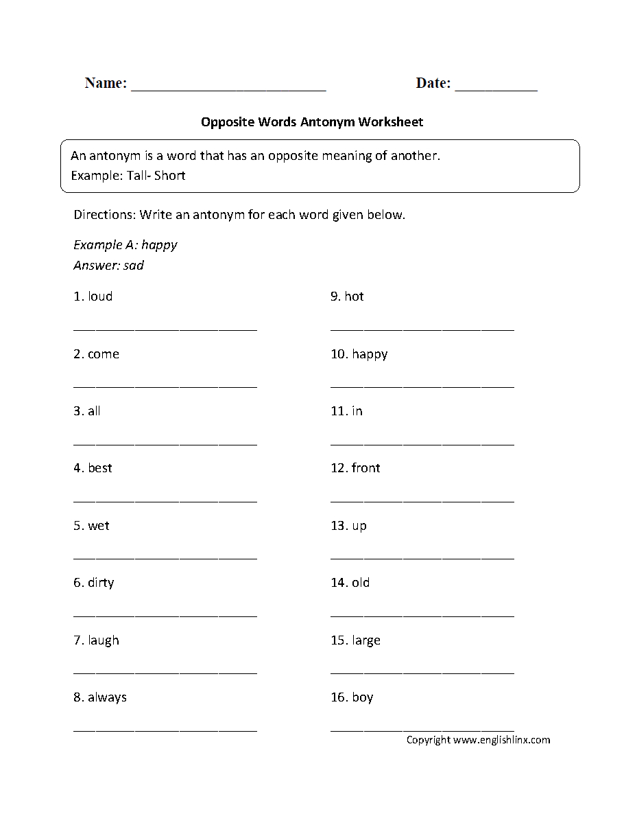 Vocabulary Worksheets  Synonym And Antonym Worksheets With Regard To 6Th Grade Vocabulary Worksheets