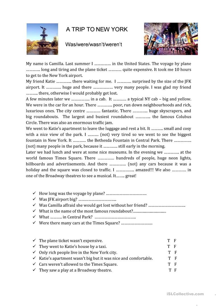 Waswere Practice And Reading Comprehension Worksheet  Free Esl Or Esl Reading Comprehension Worksheets