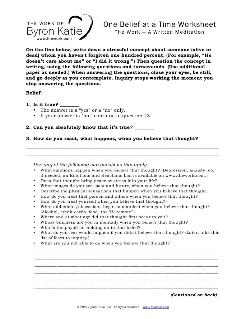 Watch Byron Katie Worksheets On 4Th Step Worksheet  Yooob Intended For Byron Katie Worksheet