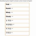 Weather In Korean Part 3 Practice Worksheet Free Pdf Printout Regarding Weather Worksheets Pdf