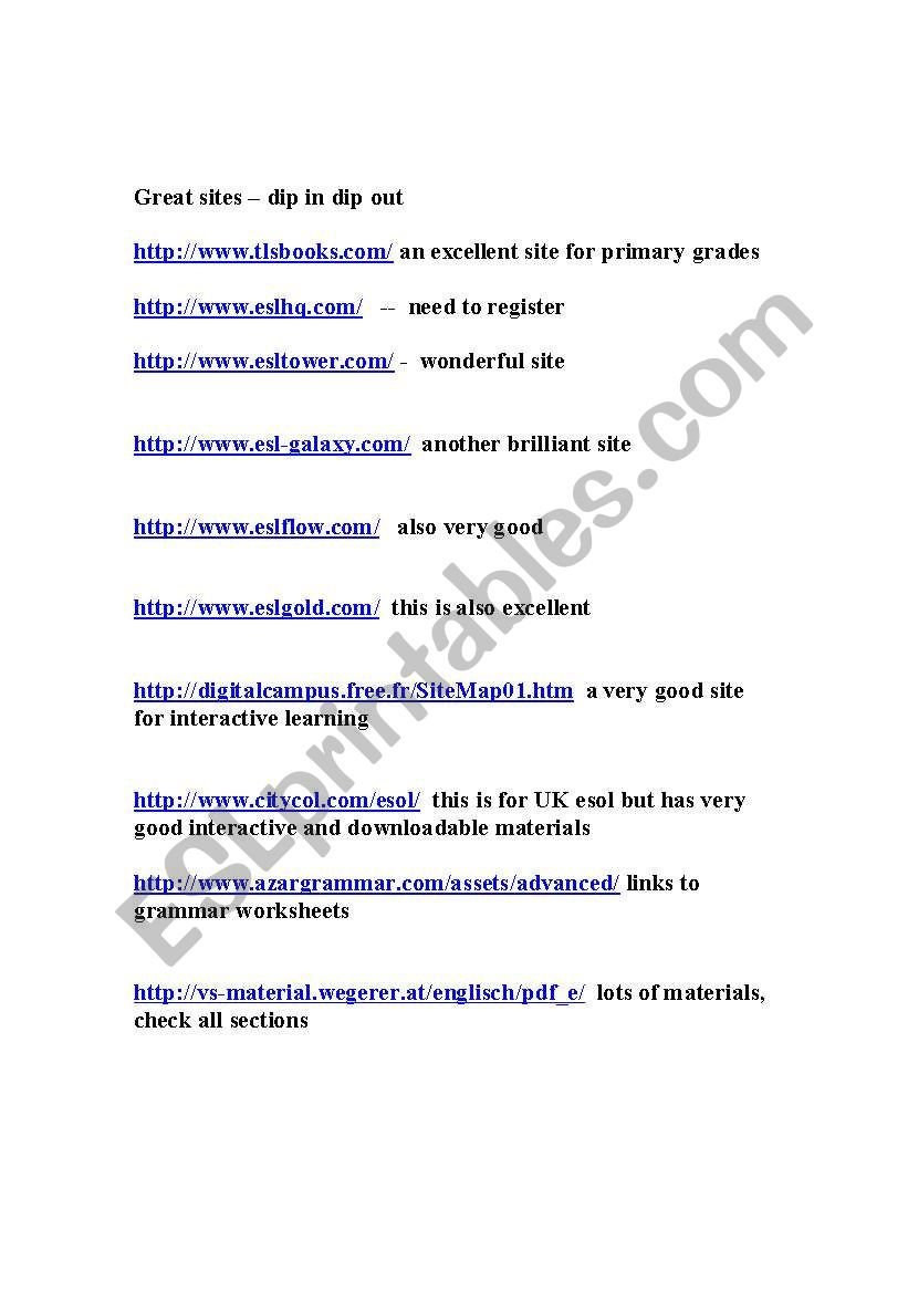 Websites  Esl Worksheetaftab57 Or Websites For Worksheets