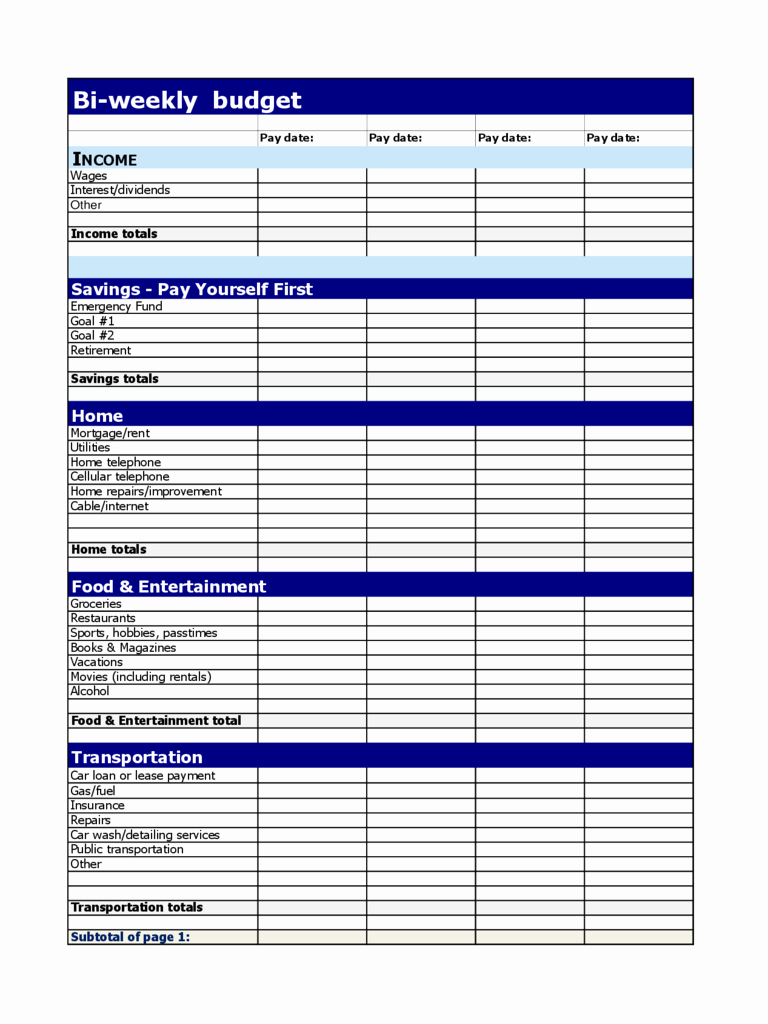Weekly Budget Spreadsheet Student Template Restaurant Blank Bi Inside Weekly Budget Worksheet
