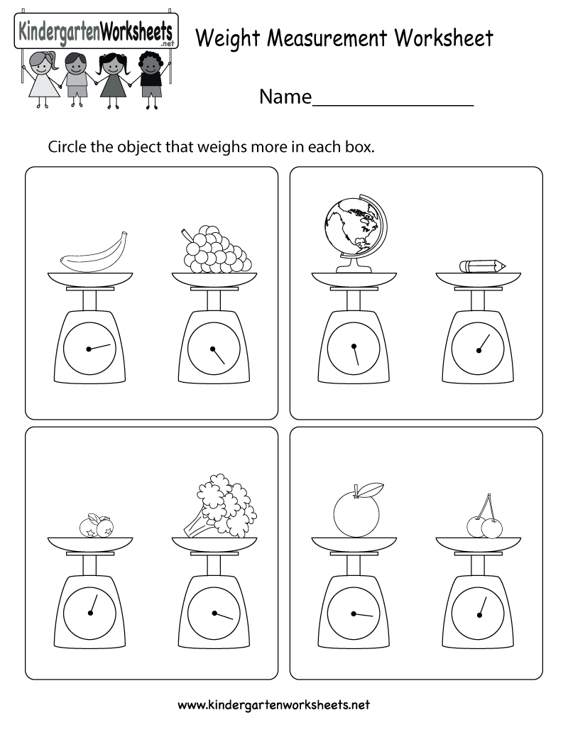 Weight Measurement Worksheet For Kindergarten And Kindergarten Measurement Worksheets