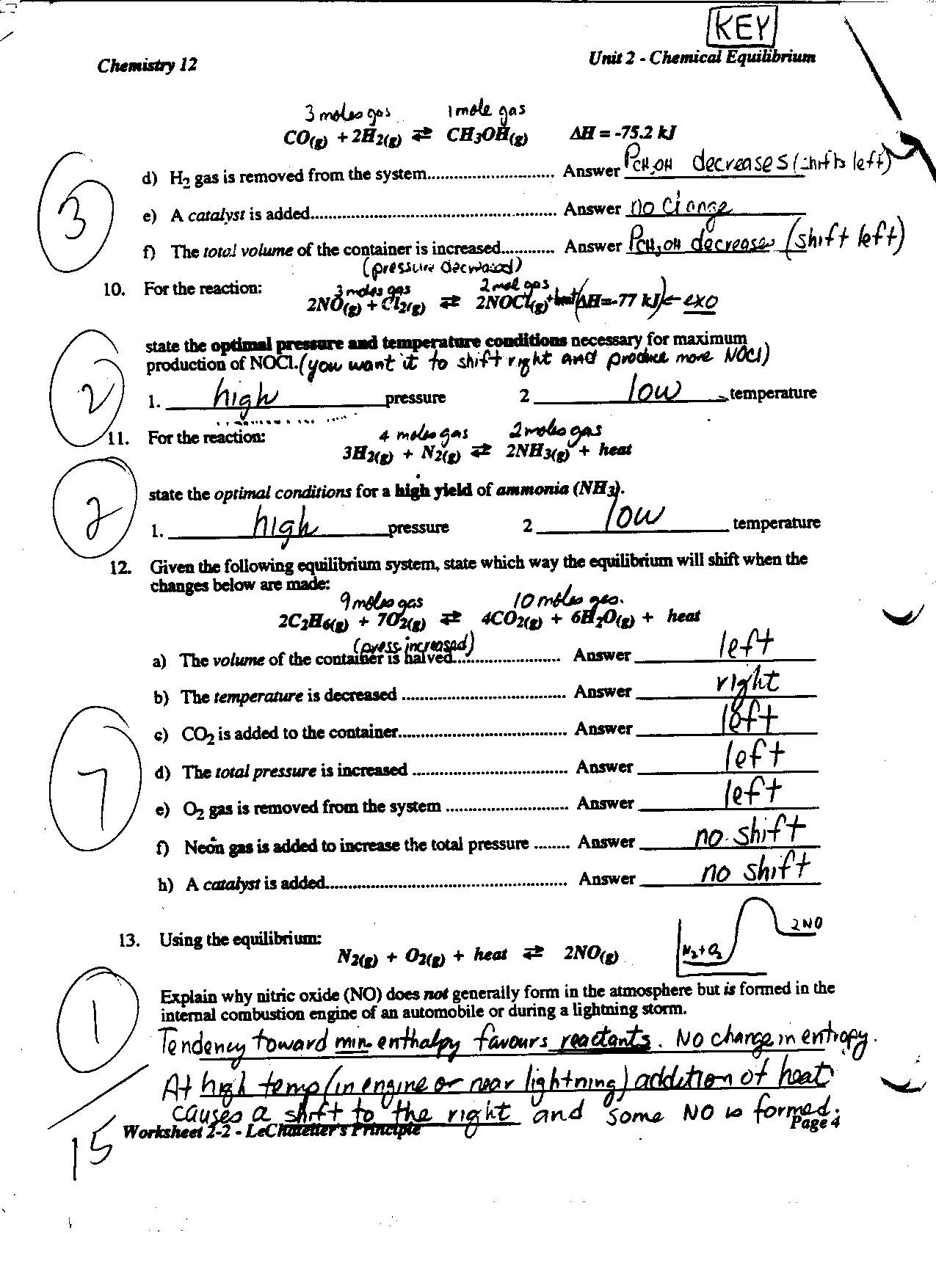 Westgate Mennonite Collegiate Unit 4 Chemical Equilibrium Or Factors Affecting Solubility Worksheet Answers