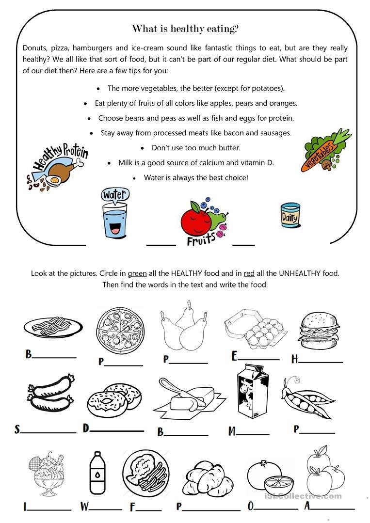 What Is Healthy Eating Worksheet  Free Esl Printable Worksheets Together With Healthy Eating Worksheets
