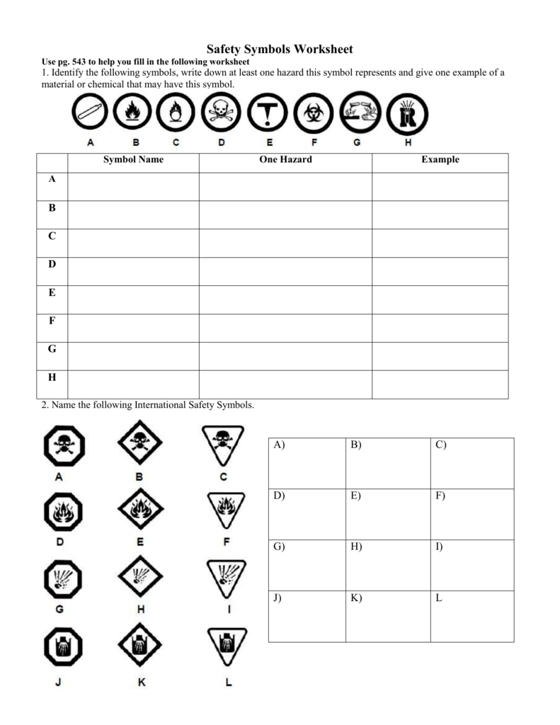Whmis And Safety Worksheet Also Safety Symbols Worksheet